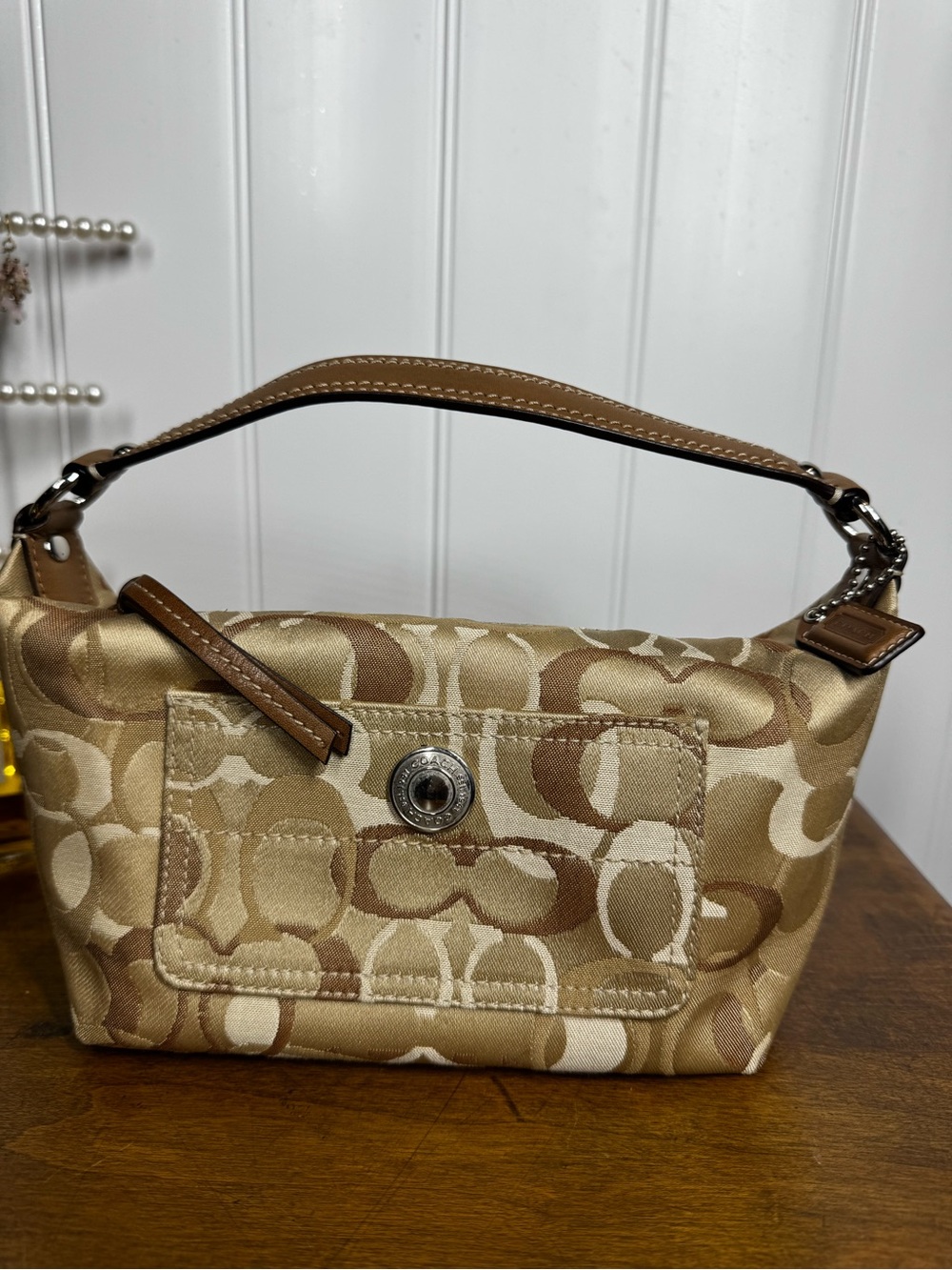 Coach Y2K Trendy Mini Satchel in Tan and Cream Signature Canvas - Picture 2 of 12
